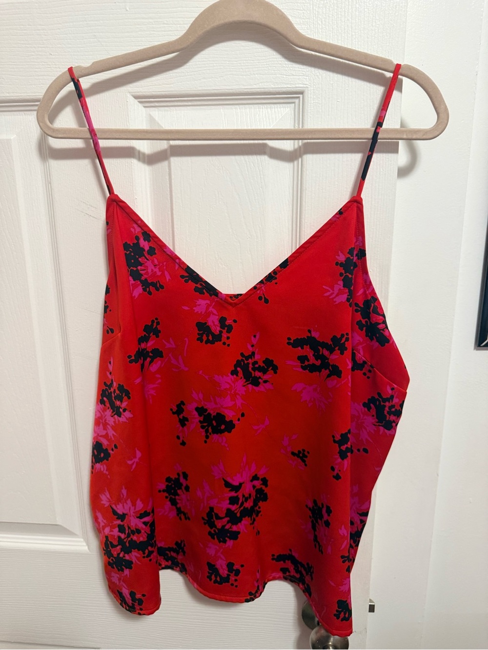 Red Floral Spaghetti Strap Cami Top